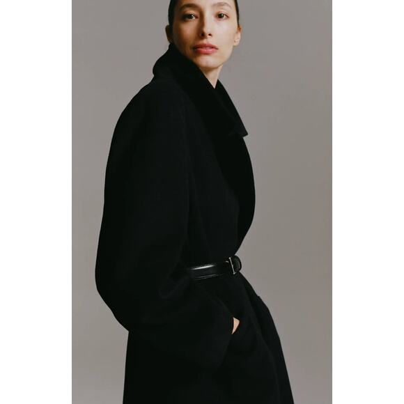 $175 Quince Italian Wool Classic Single-Breasted Coat CADET BLUE Small NWT - Picture 3 of 8